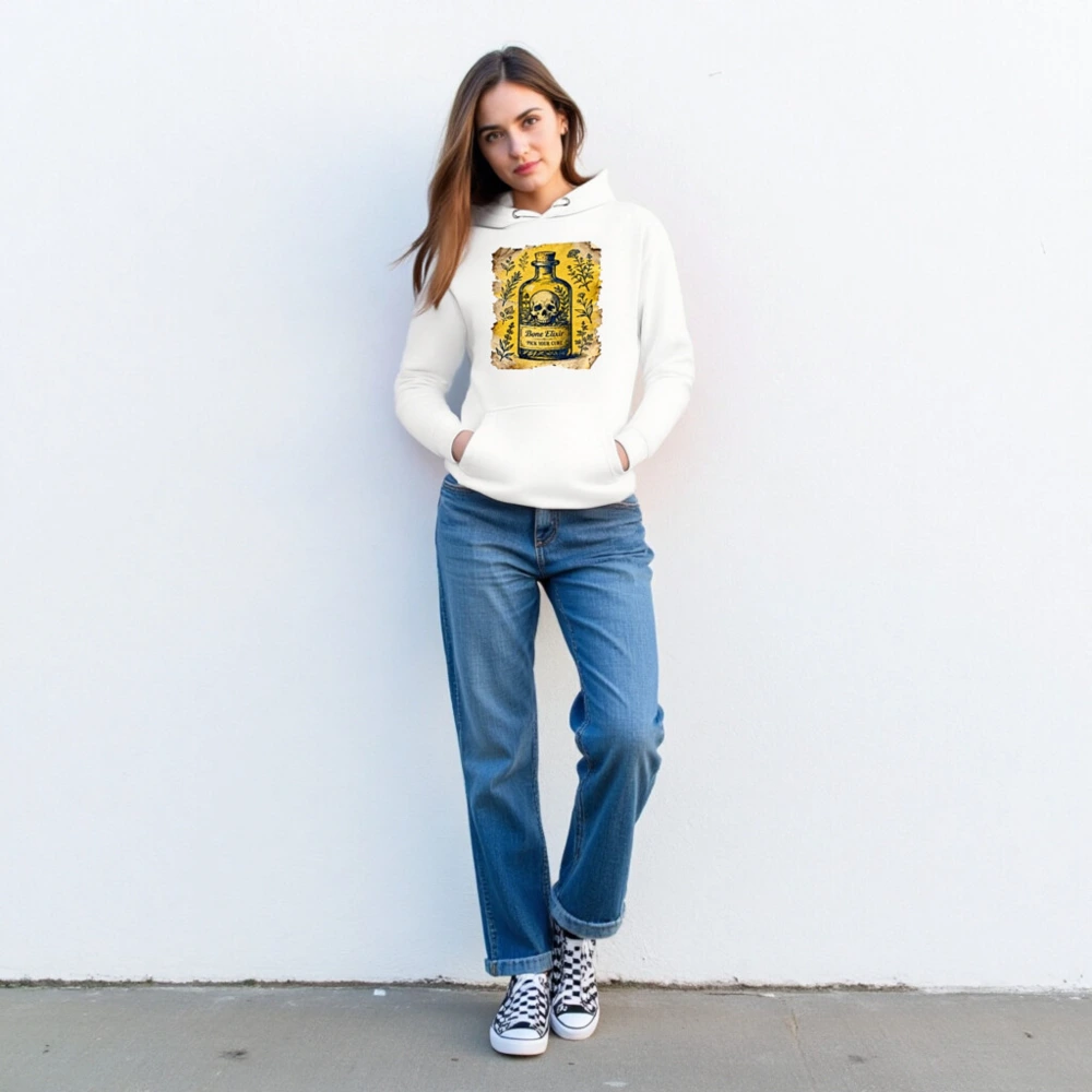 Bone Elixir Hoodie - Unisex Premium Pullover with Vintage Skull & Herb Art - Image 3
