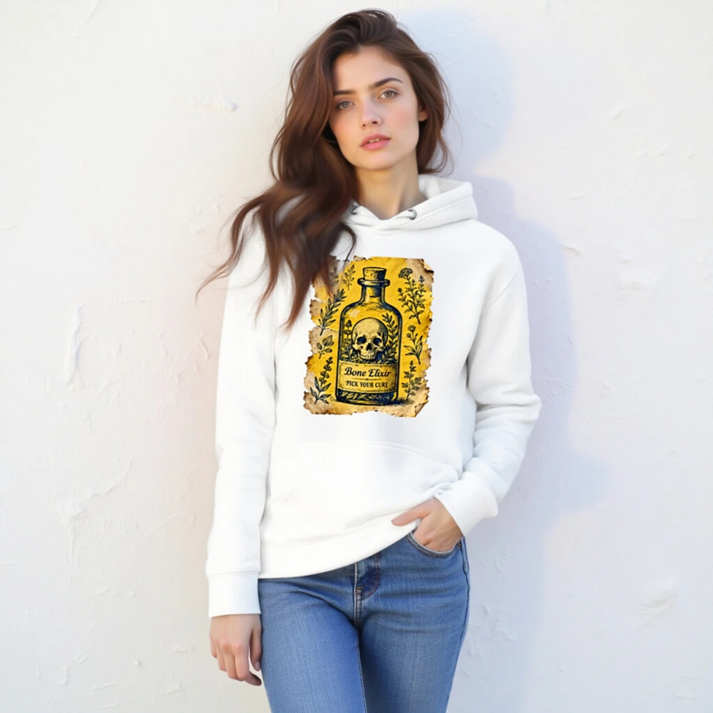 Bone Elixir Hoodie - Unisex Premium Pullover with Vintage Skull & Herb Art - Image 6