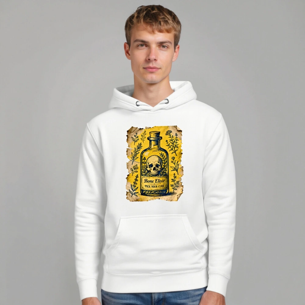 Bone Elixir Hoodie - Unisex Premium Pullover with Vintage Skull & Herb Art - Image 7