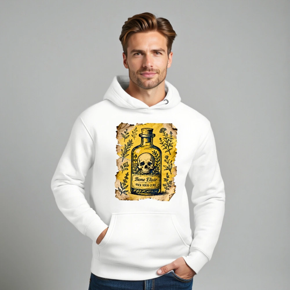 Bone Elixir Hoodie - Unisex Premium Pullover with Vintage Skull & Herb Art - Image 8