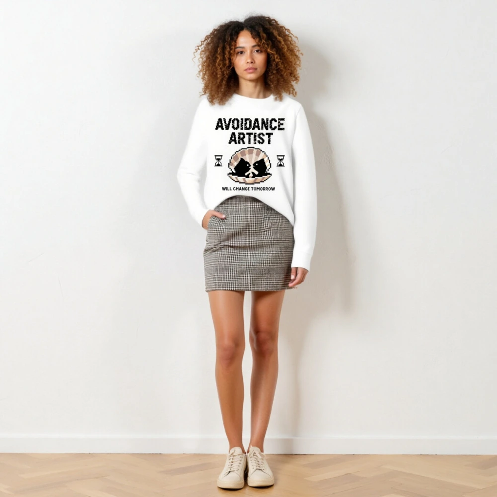 Unisex Organic Sweatshirt | Avoidance Artist Will Change Tomorrow | Eco-Friendly Pixel Art - Image 3