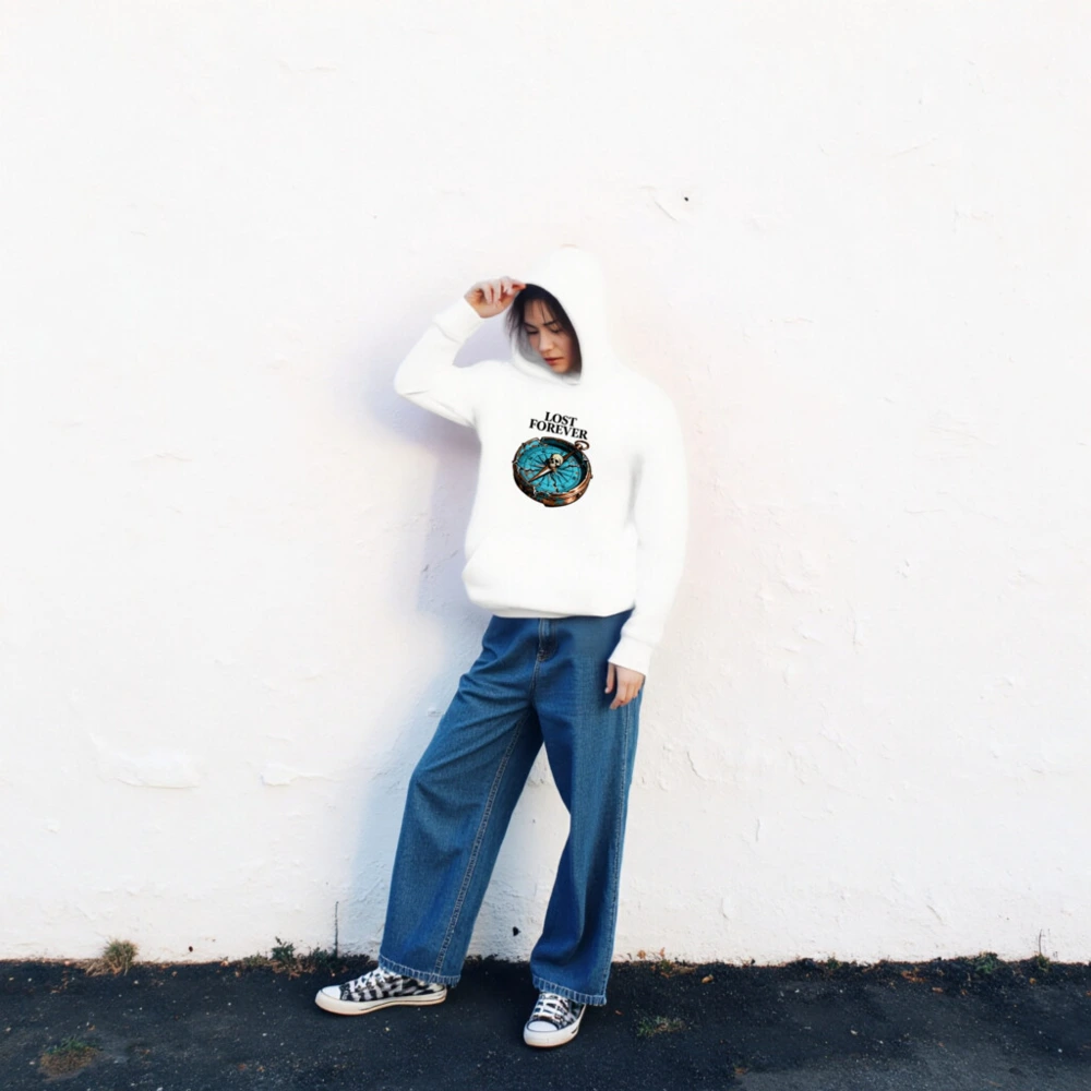 Lost Forever Compass Hoodie - Unisex Premium Pullover Hoodie - Image 2