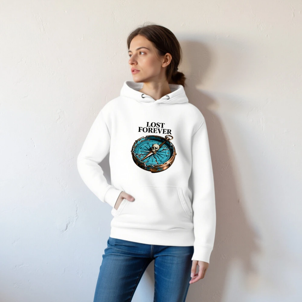 Lost Forever Compass Hoodie - Unisex Premium Pullover Hoodie - Image 4