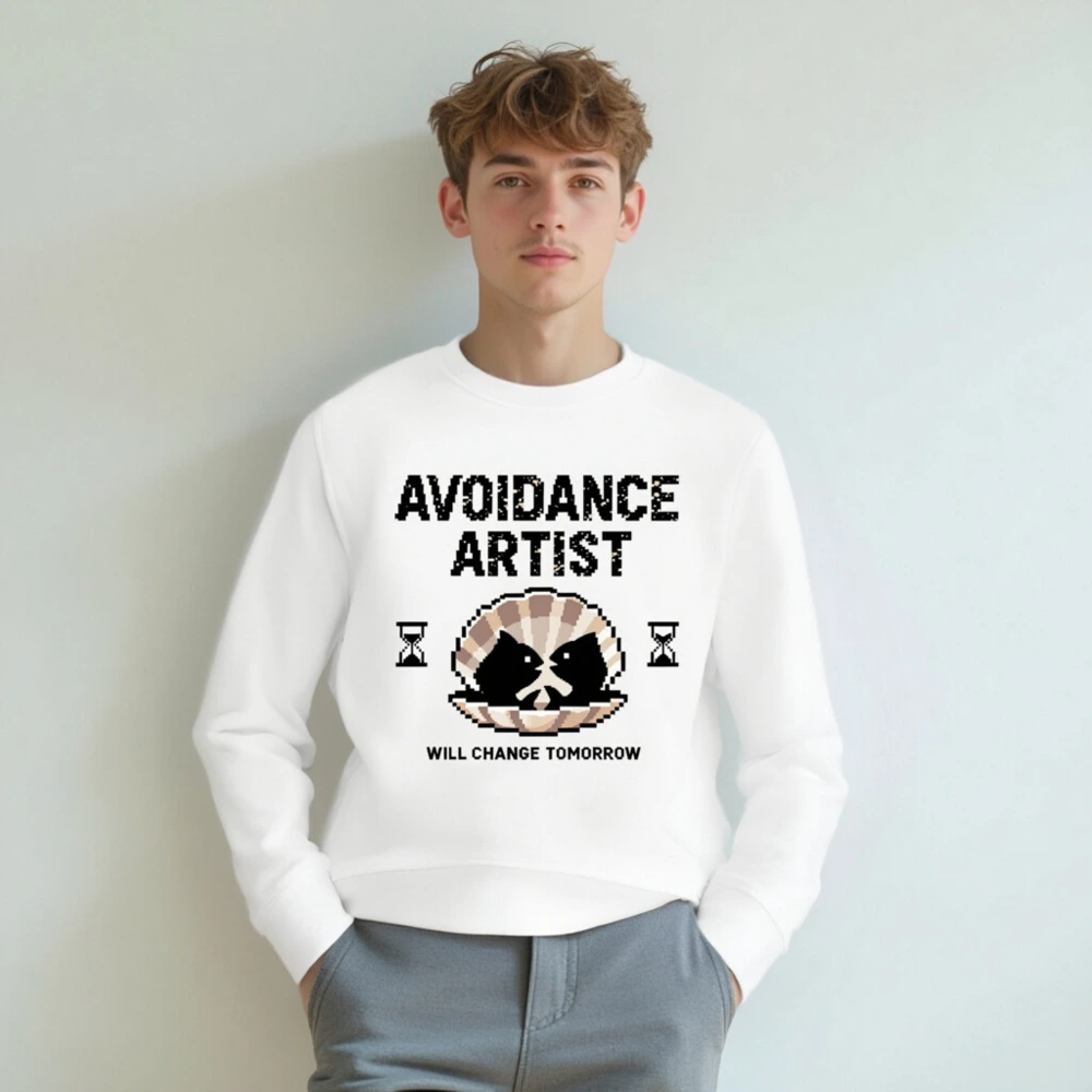 Unisex Organic Sweatshirt | Avoidance Artist Will Change Tomorrow | Eco-Friendly Pixel Art - Image 4
