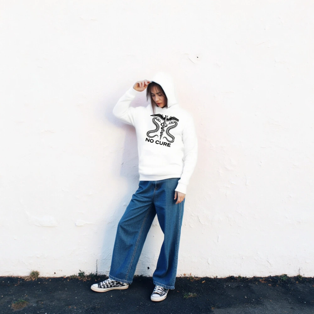 No Cure Caduceus Hoodie - Unisex Premium Pullover Hoodie - Image 2