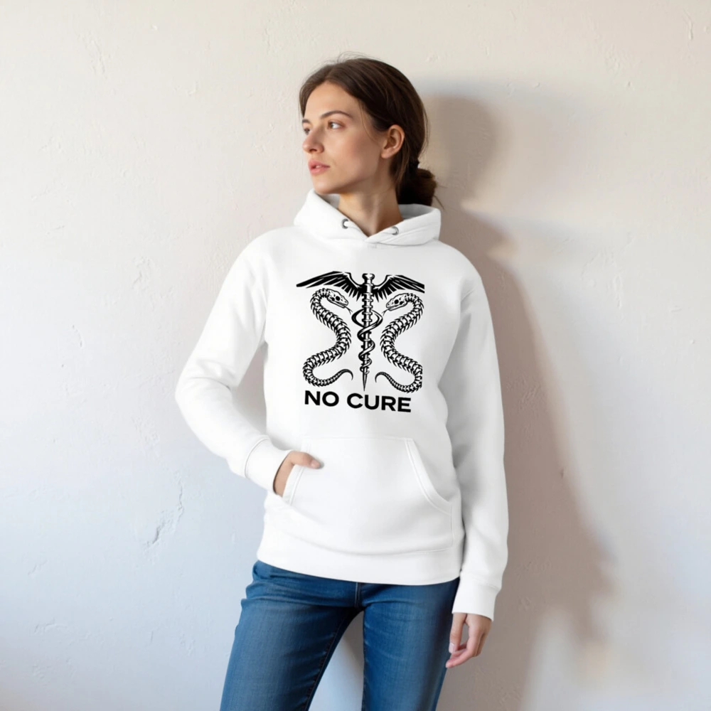 No Cure Caduceus Hoodie - Unisex Premium Pullover Hoodie - Image 4
