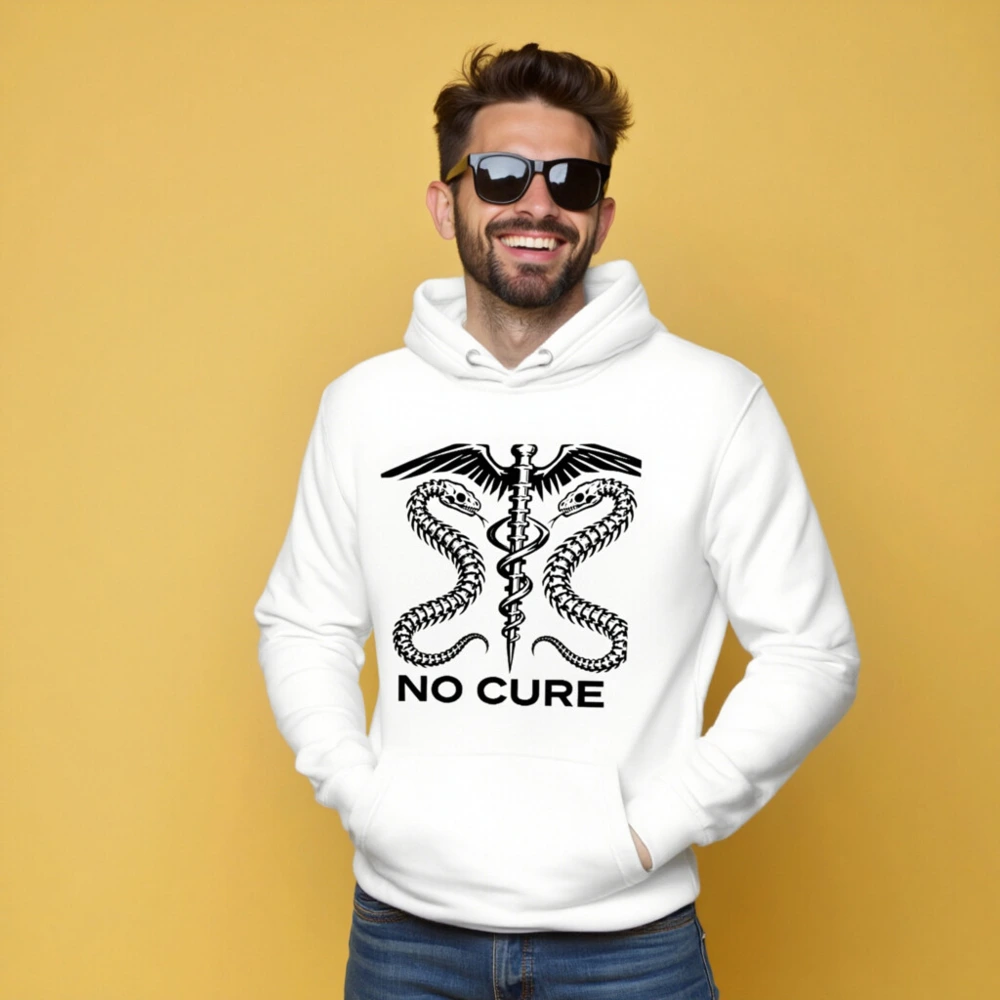 No Cure Caduceus Hoodie - Unisex Premium Pullover Hoodie - Image 5