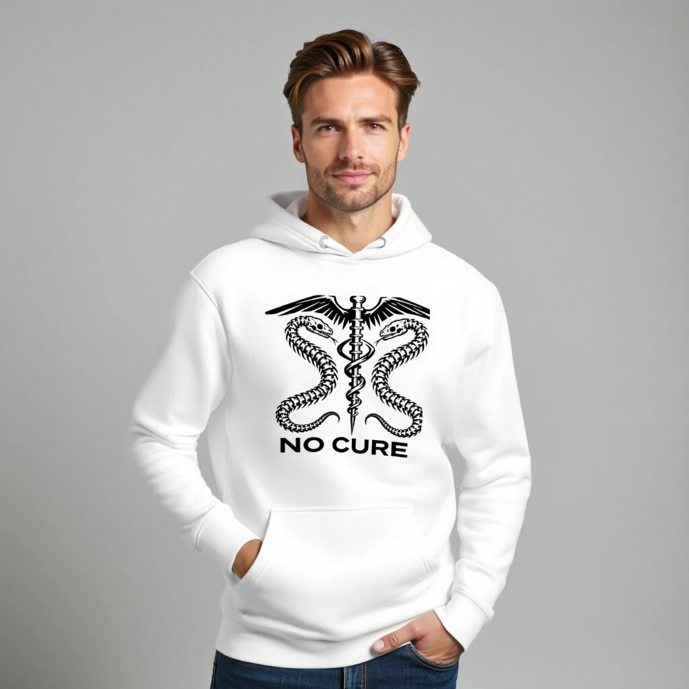 No Cure Caduceus Hoodie - Unisex Premium Pullover Hoodie - Image 8
