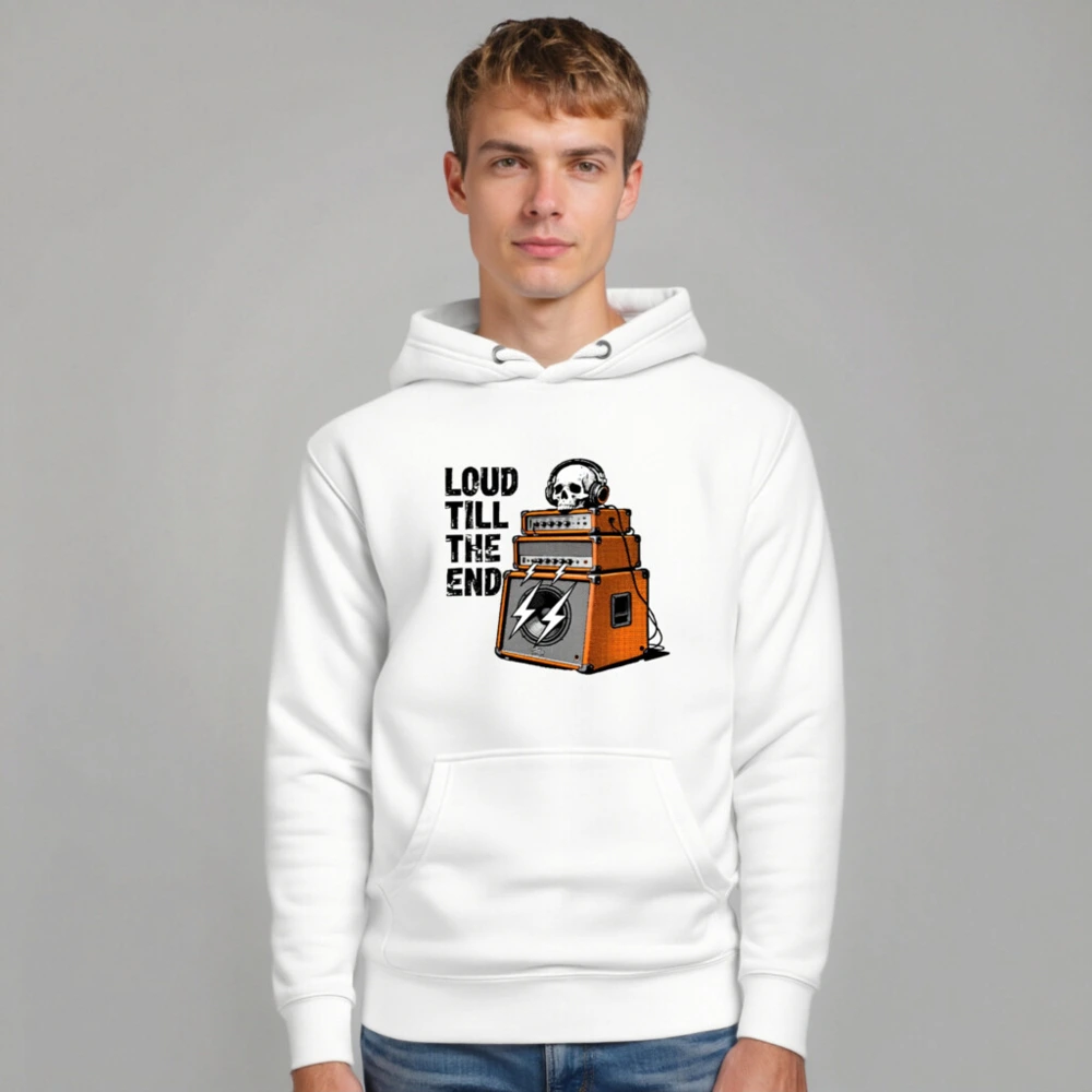 Loud Till The End Unisex Hoodie - Skull & Amps Graphic Sweatshirt - Image 7