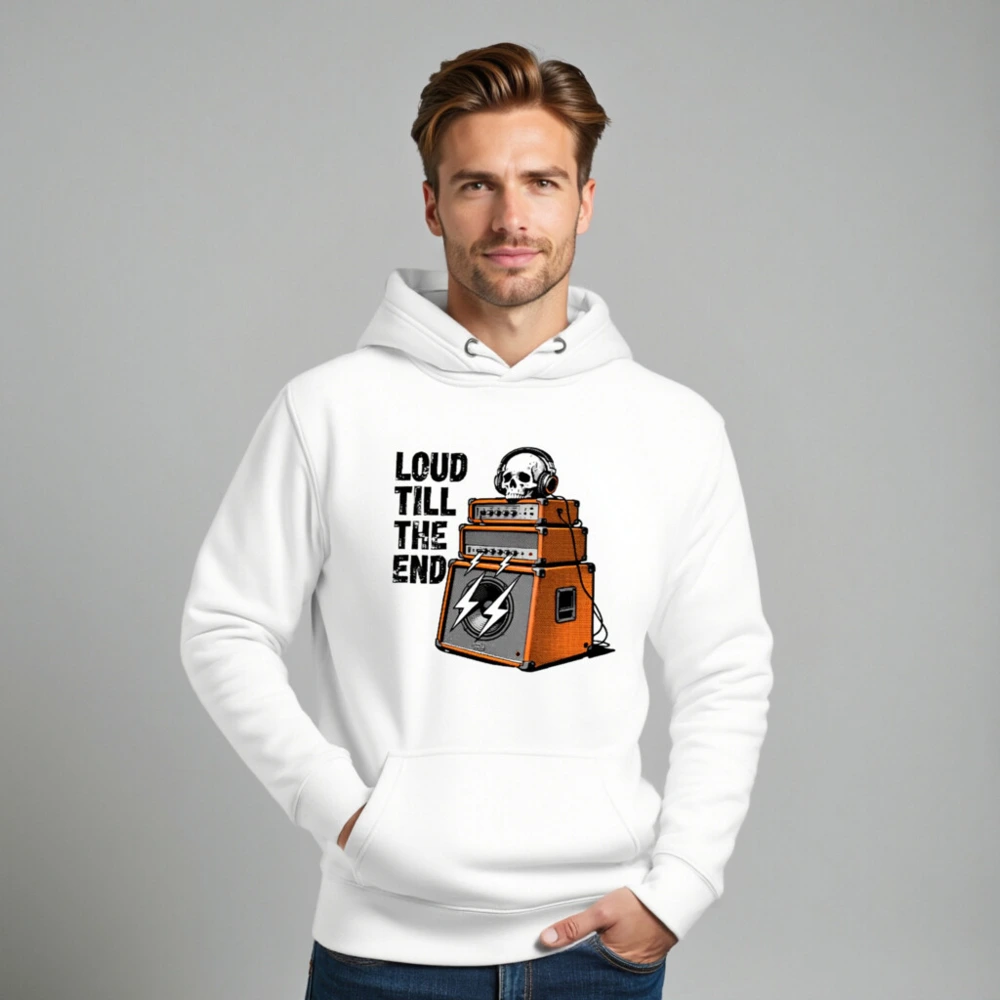 Loud Till The End Unisex Hoodie - Skull & Amps Graphic Sweatshirt - Image 8