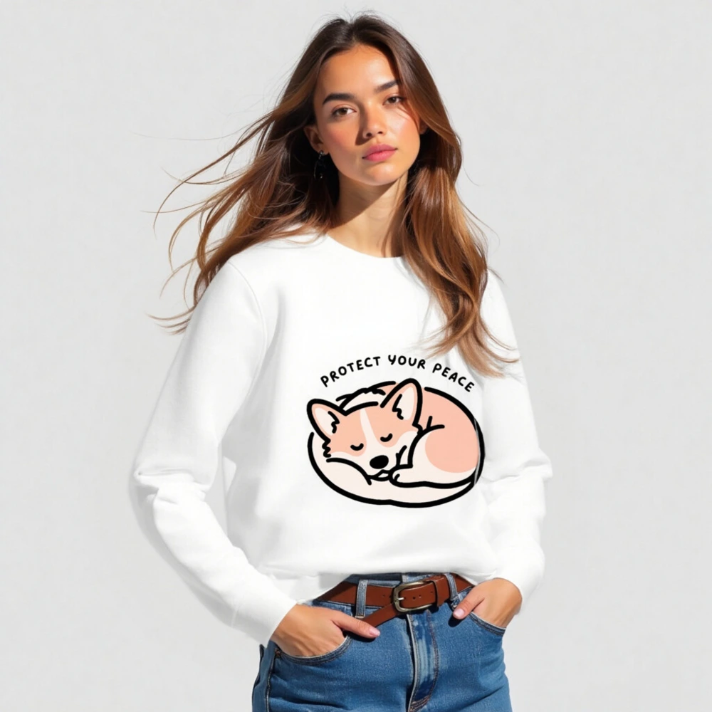 Unisex Organic Sweatshirt | Protect Your Peace Corgi Design - Image 3
