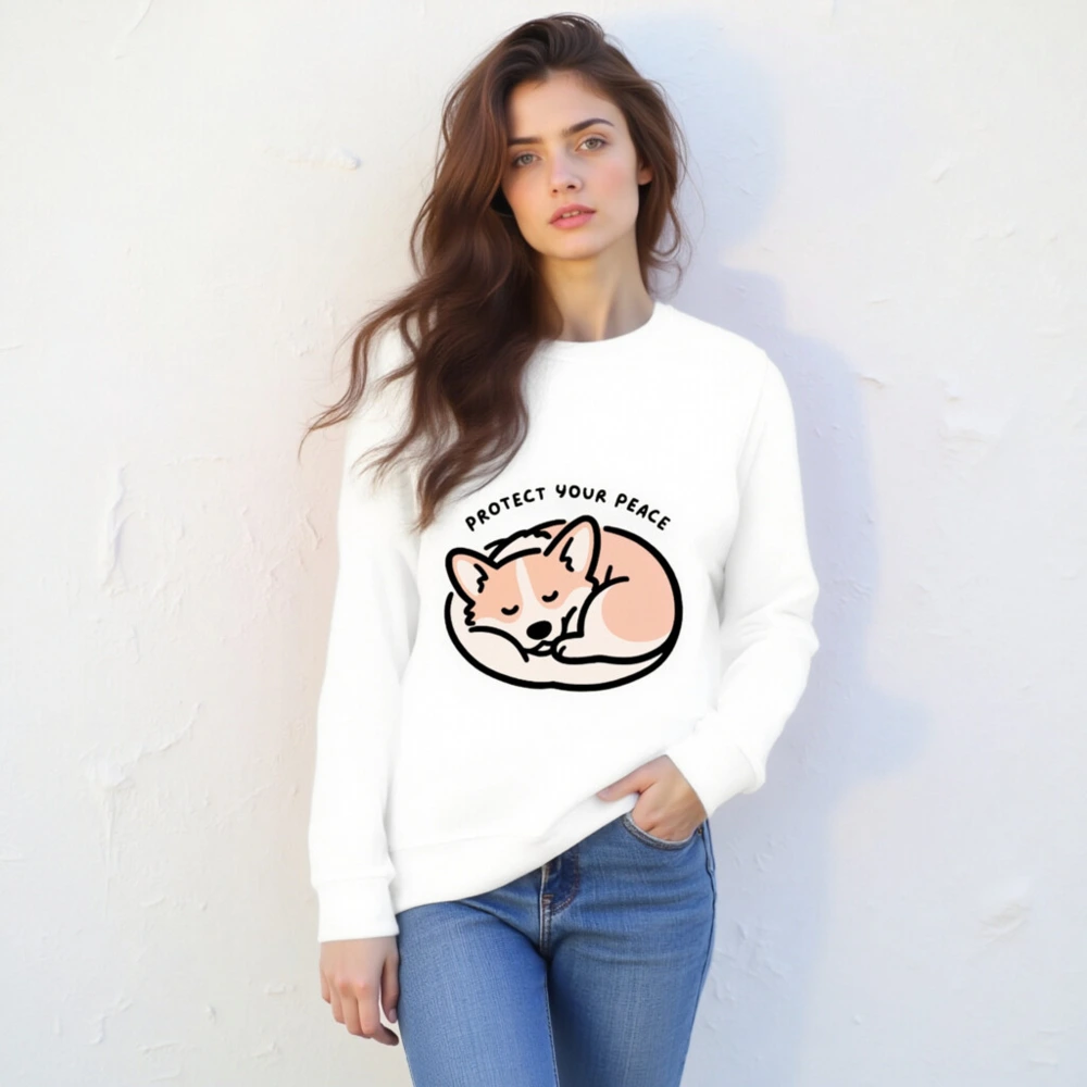 Unisex Organic Sweatshirt | Protect Your Peace Corgi Design - Image 4