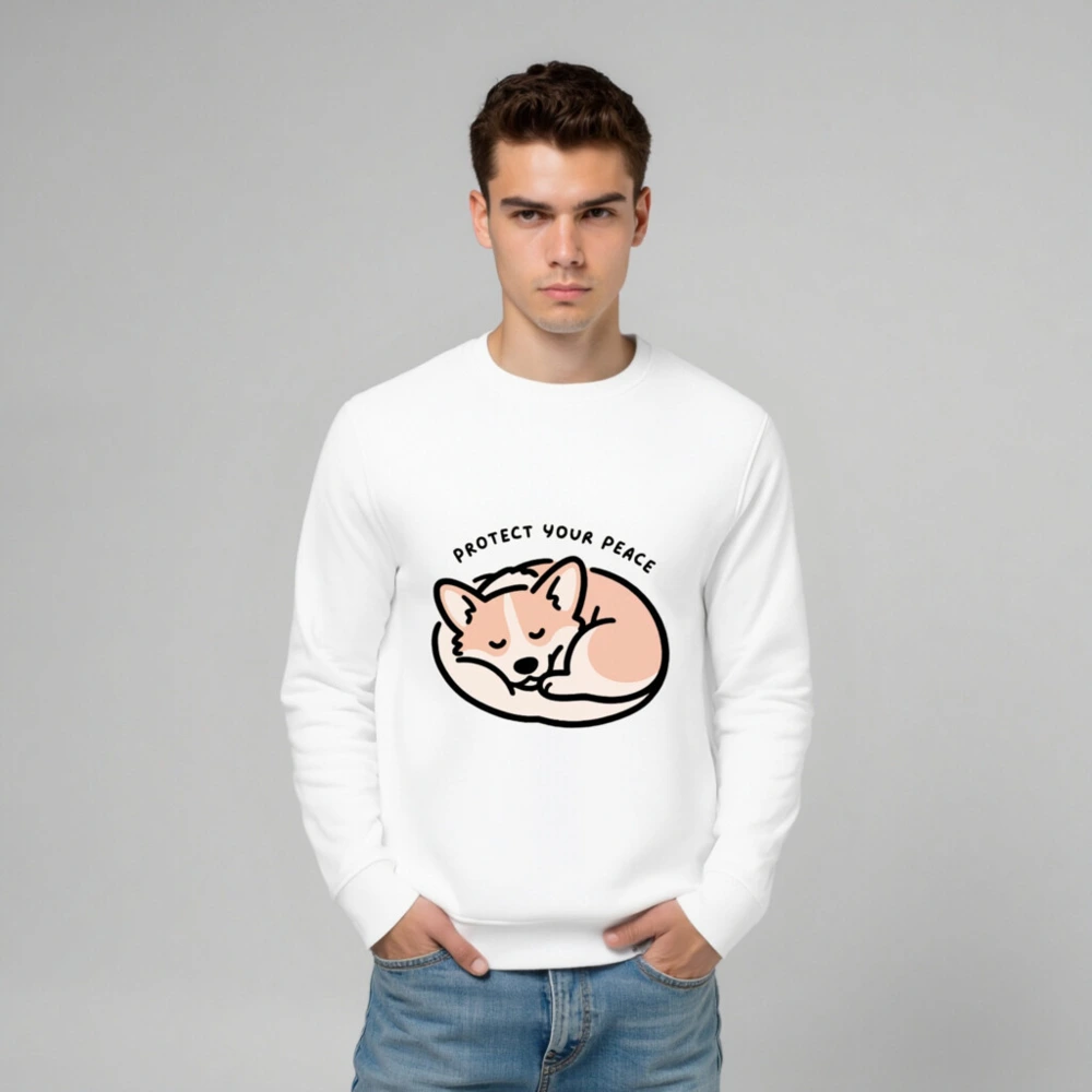 Unisex Organic Sweatshirt | Protect Your Peace Corgi Design - Image 6