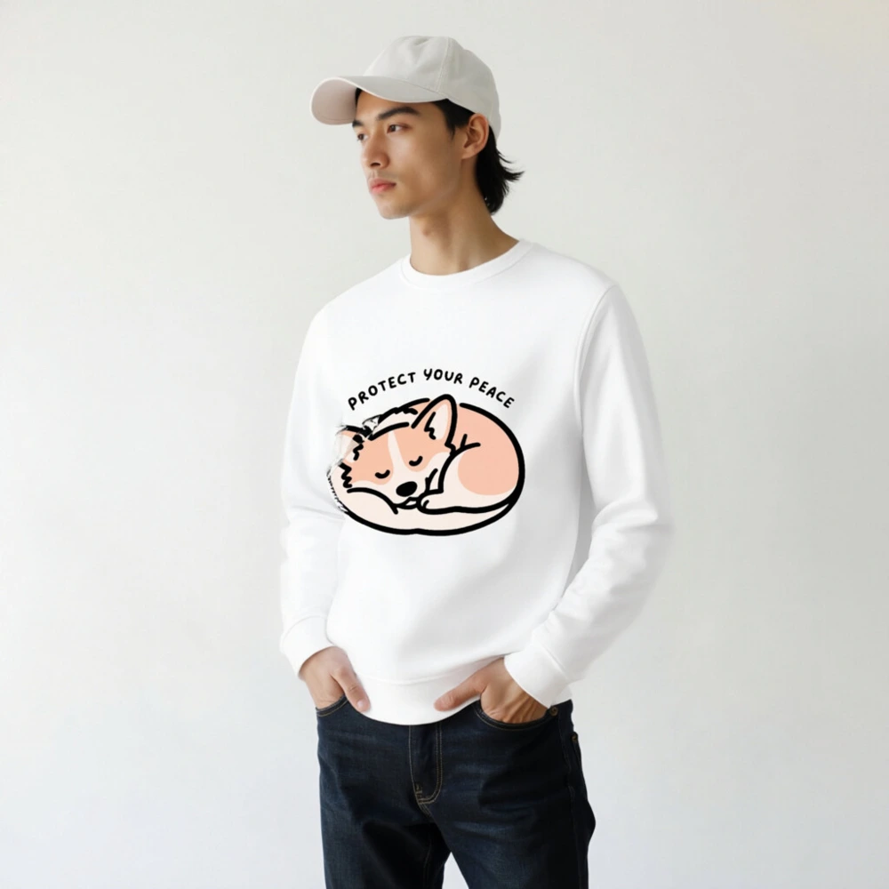 Unisex Organic Sweatshirt | Protect Your Peace Corgi Design - Image 7