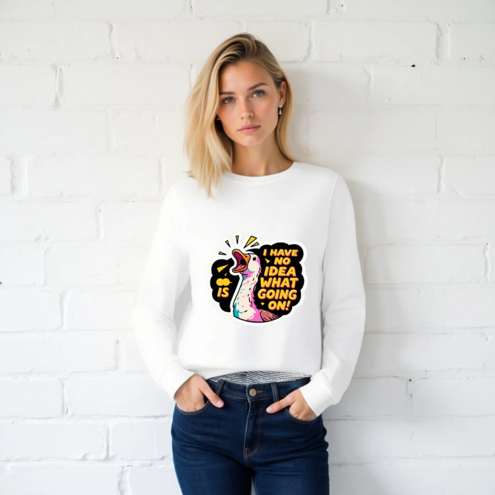 Unisex Organic Sweatshirt | I Have No Idea What's Going On! Duck Graphic - Image 2