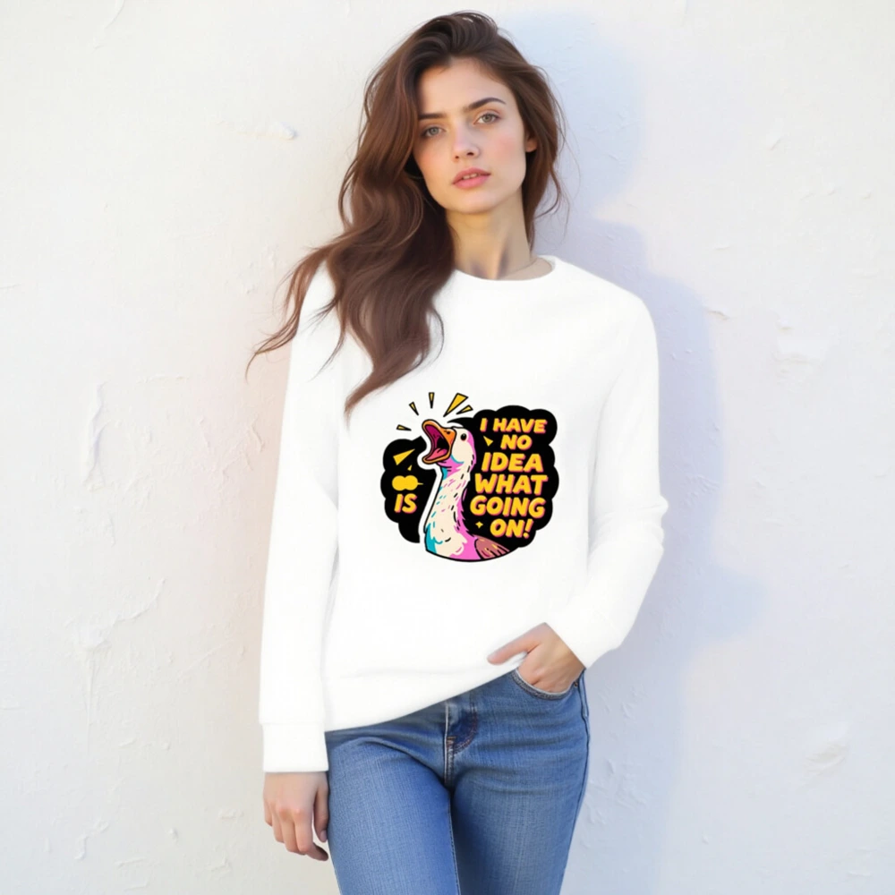 Unisex Organic Sweatshirt | I Have No Idea What's Going On! Duck Graphic - Image 4