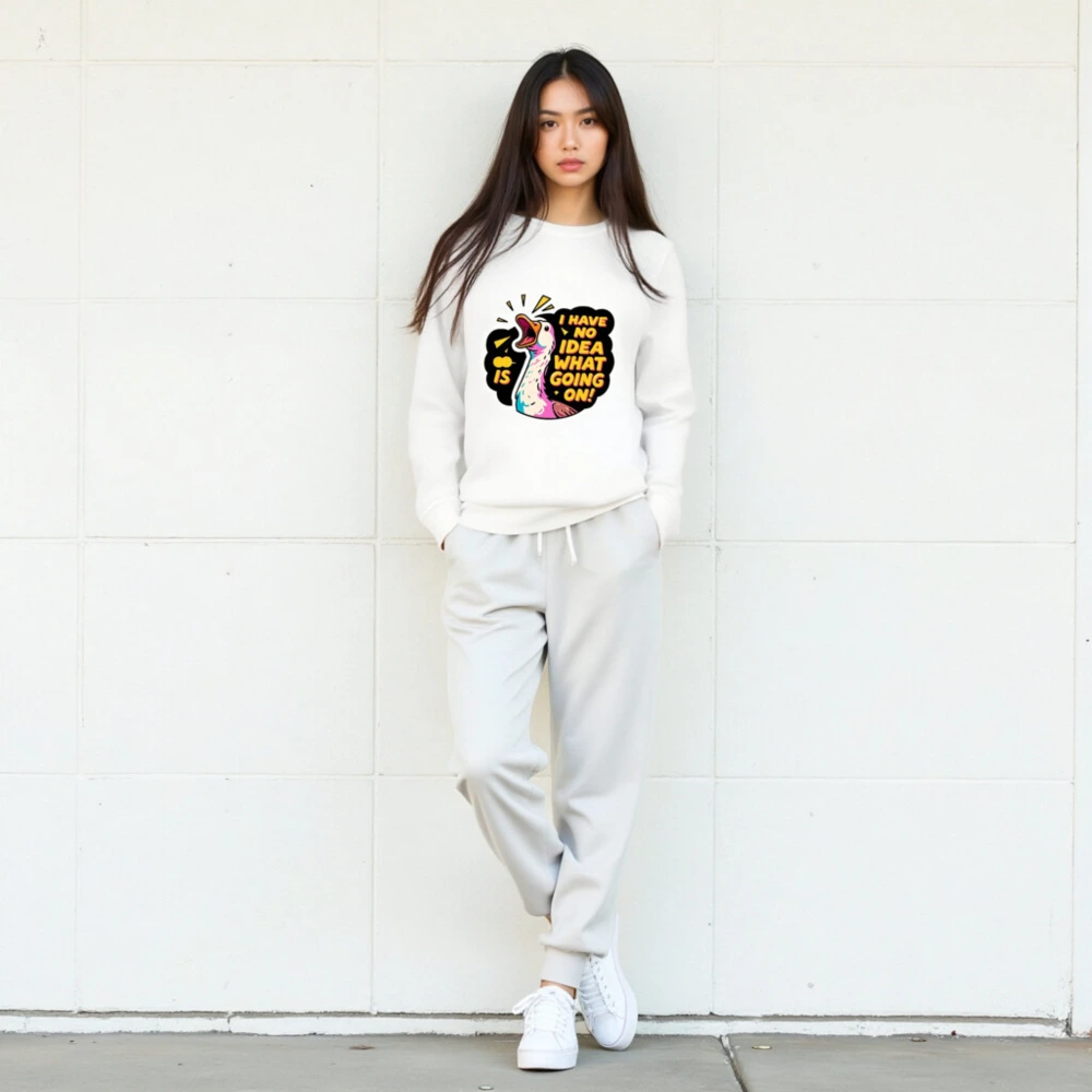 Unisex Organic Sweatshirt | I Have No Idea What's Going On! Duck Graphic - Image 5