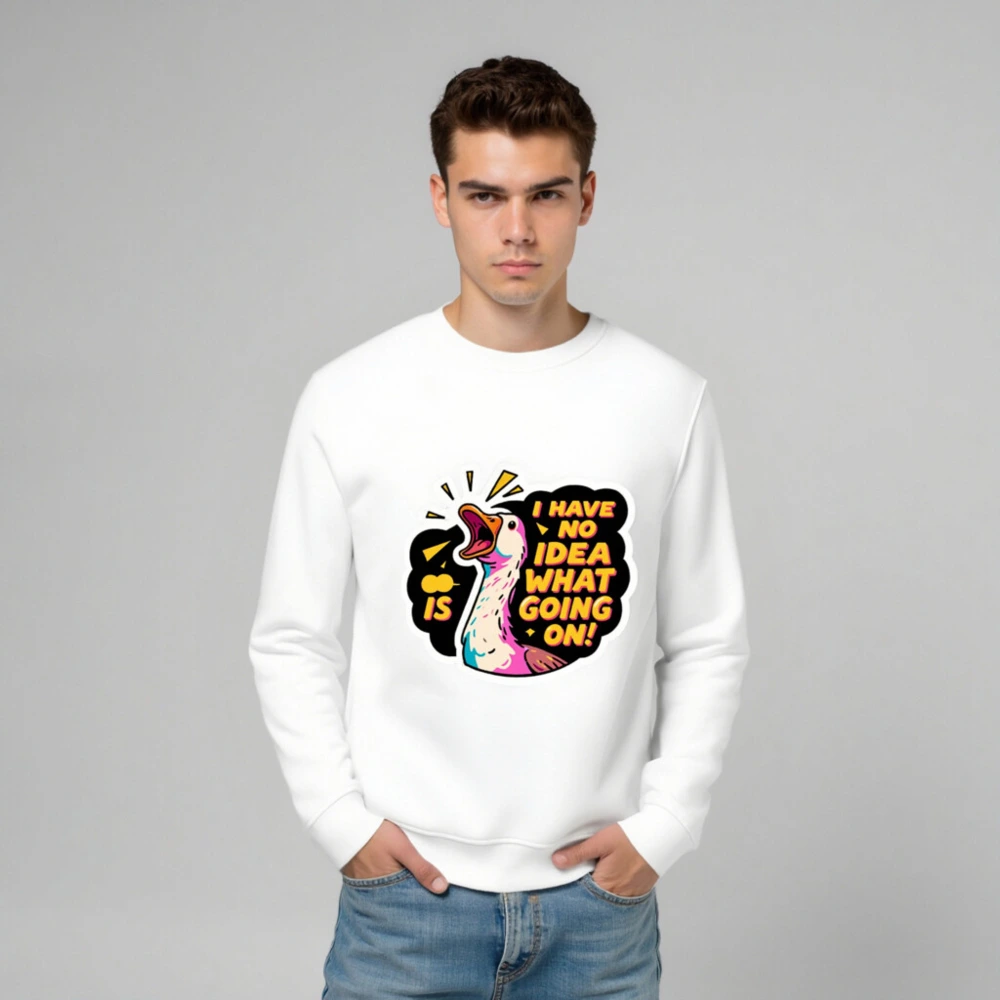 Unisex Organic Sweatshirt | I Have No Idea What's Going On! Duck Graphic - Image 6