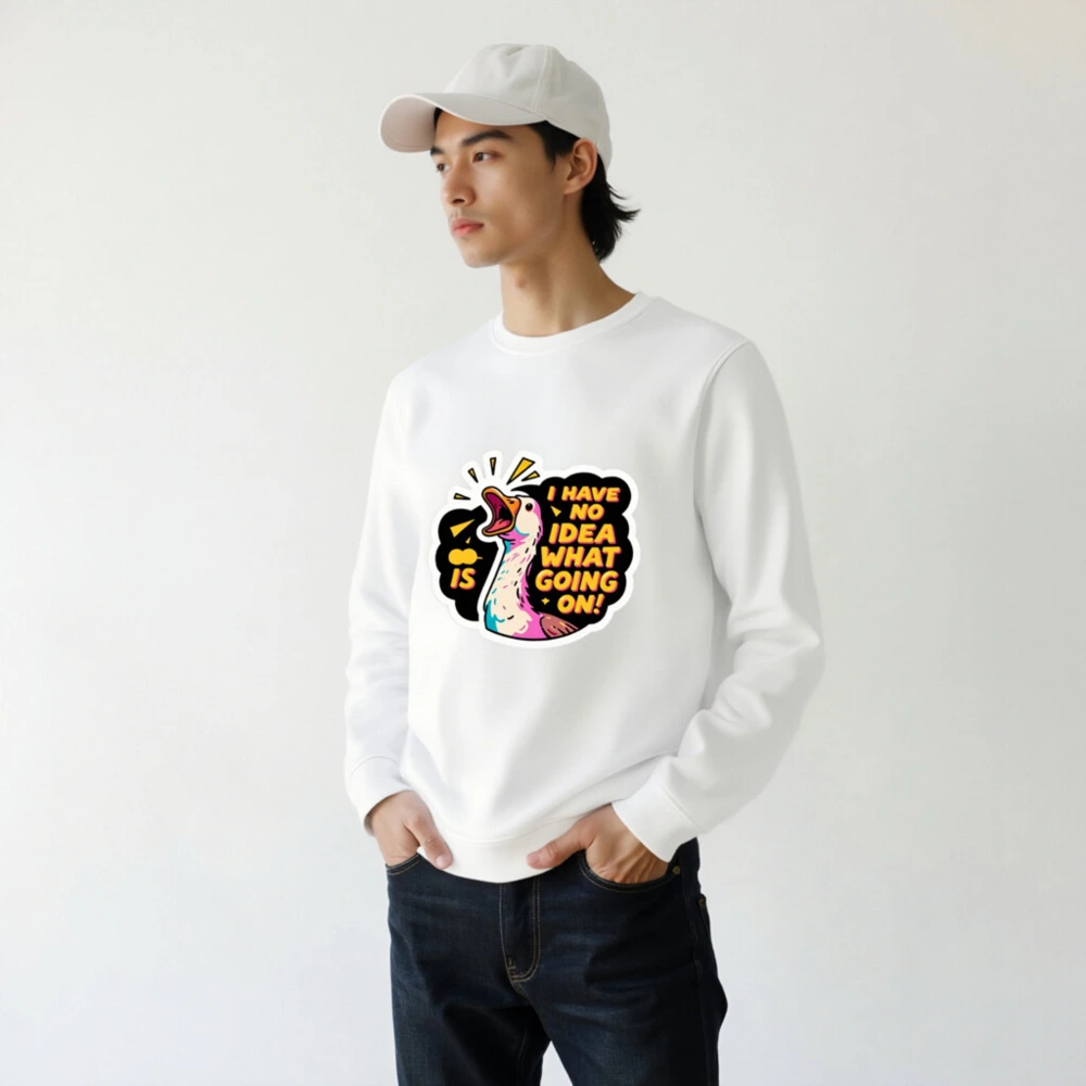 Unisex Organic Sweatshirt | I Have No Idea What's Going On! Duck Graphic - Image 7