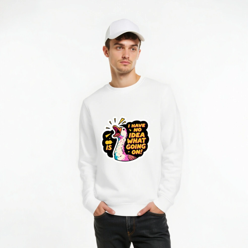 Unisex Organic Sweatshirt | I Have No Idea What's Going On! Duck Graphic - Image 8