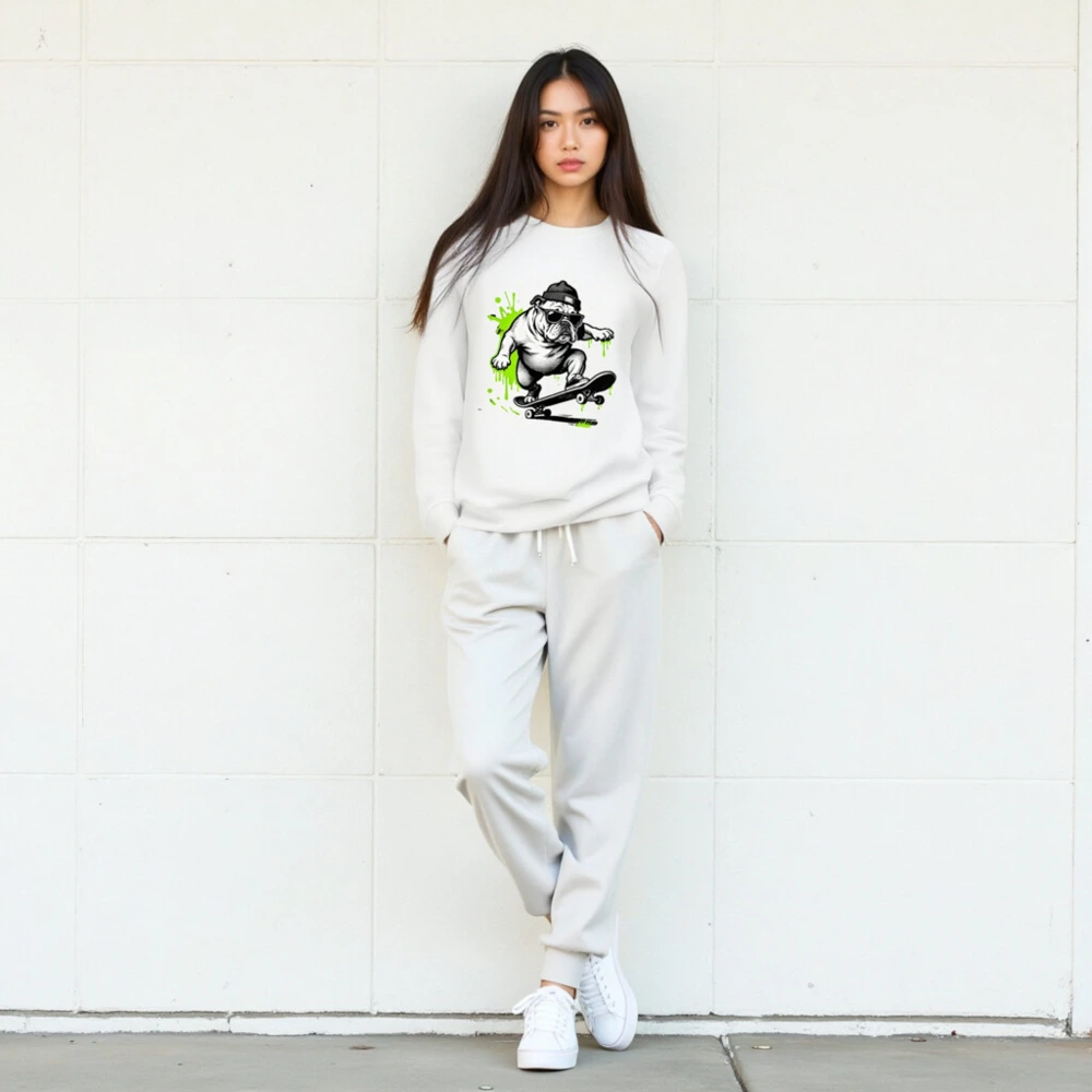 Unisex Organic Sweatshirt with Bulldog Skateboard Graphic - Eco-Friendly, Comfortable - Image 5