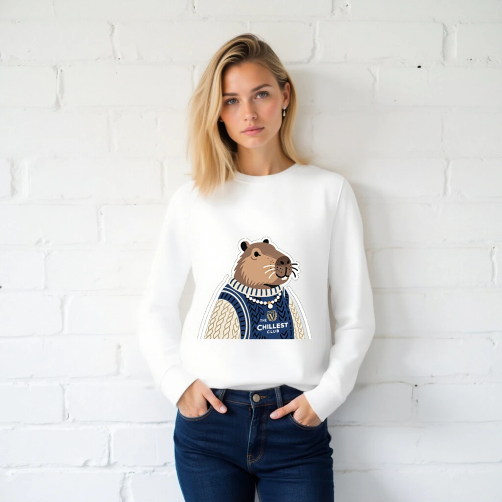 Unisex Organic Sweatshirt | Capybara in Sweater - The Chillest Club - Image 2
