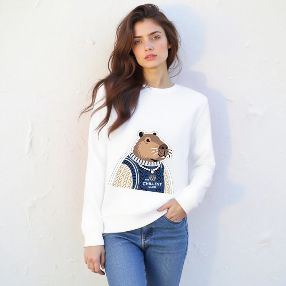 Unisex Organic Sweatshirt | Capybara in Sweater - The Chillest Club - Image 4