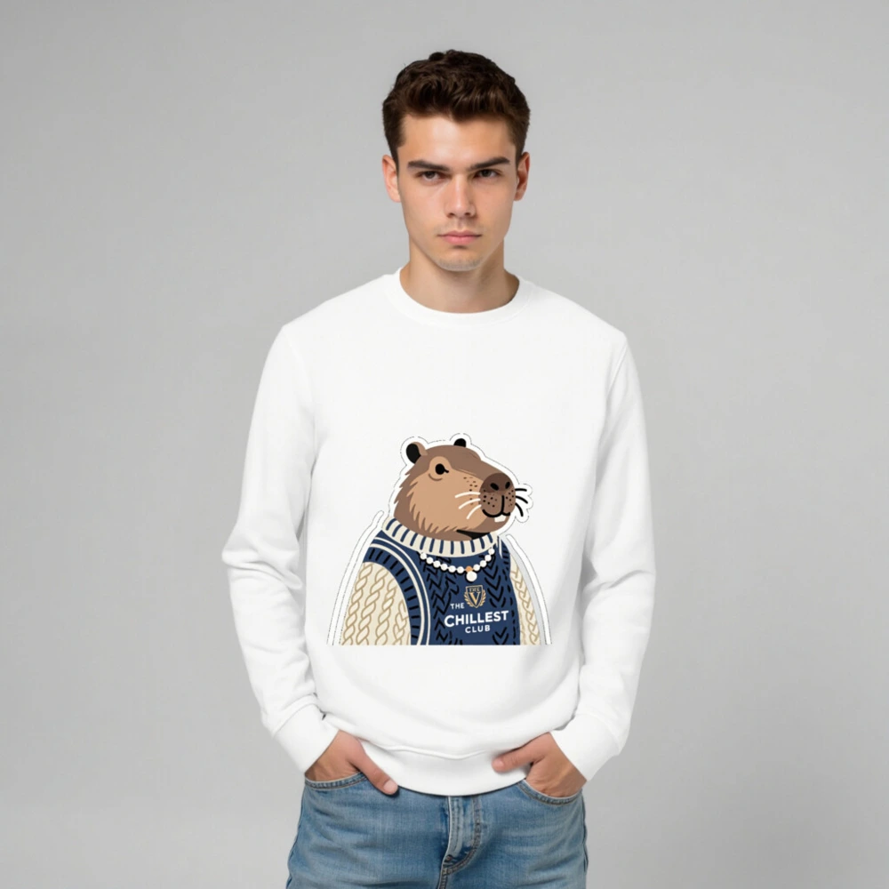 Unisex Organic Sweatshirt | Capybara in Sweater - The Chillest Club - Image 6