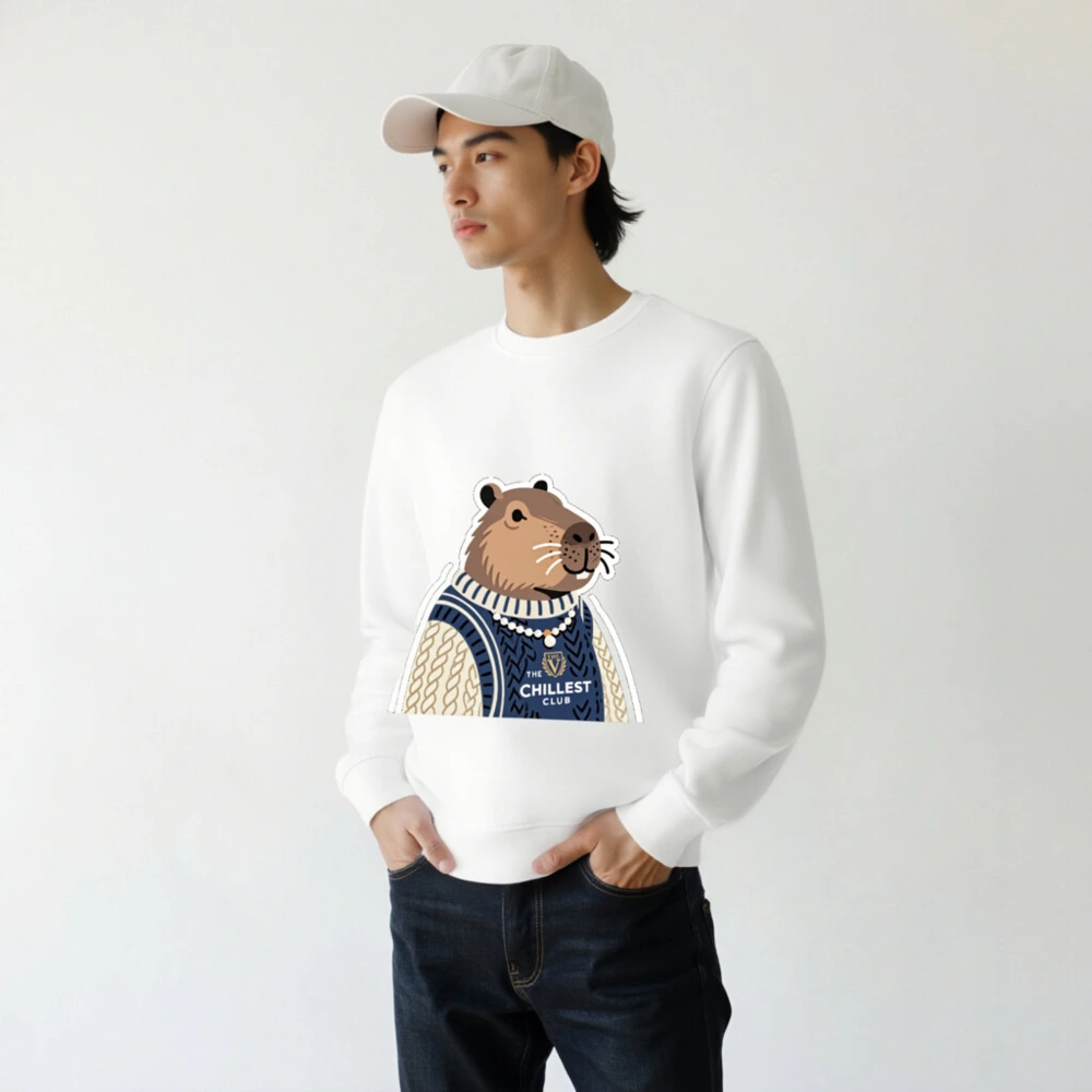 Unisex Organic Sweatshirt | Capybara in Sweater - The Chillest Club - Image 7