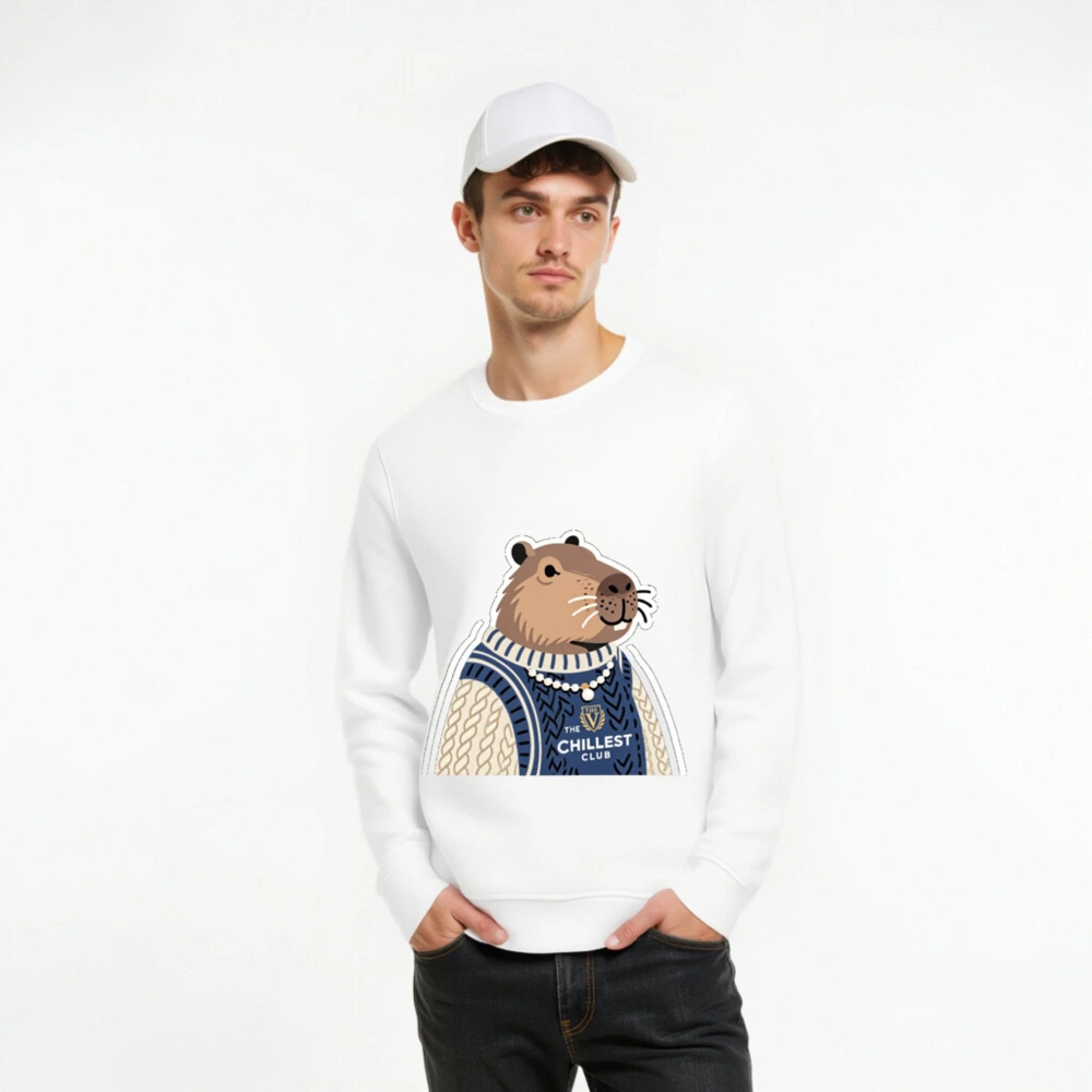 Unisex Organic Sweatshirt | Capybara in Sweater - The Chillest Club - Image 8