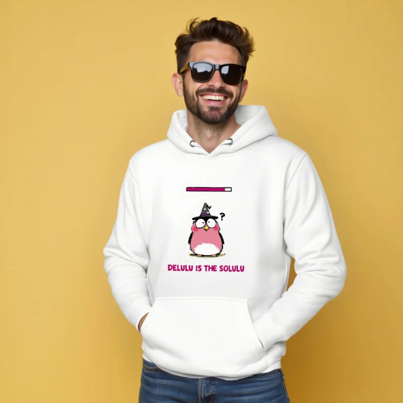 Delulu is the Solulu - Pink Owl Witch Hoodie | Unisex Premium Pullover - Image 4