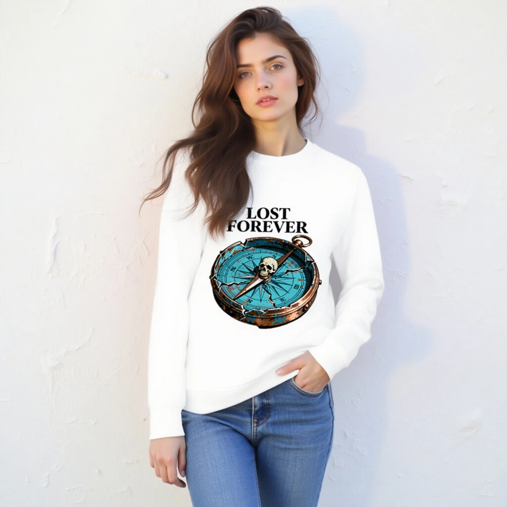 Lost Forever Compass Sweatshirt - Unisex Organic Cotton Crewneck - Image 4