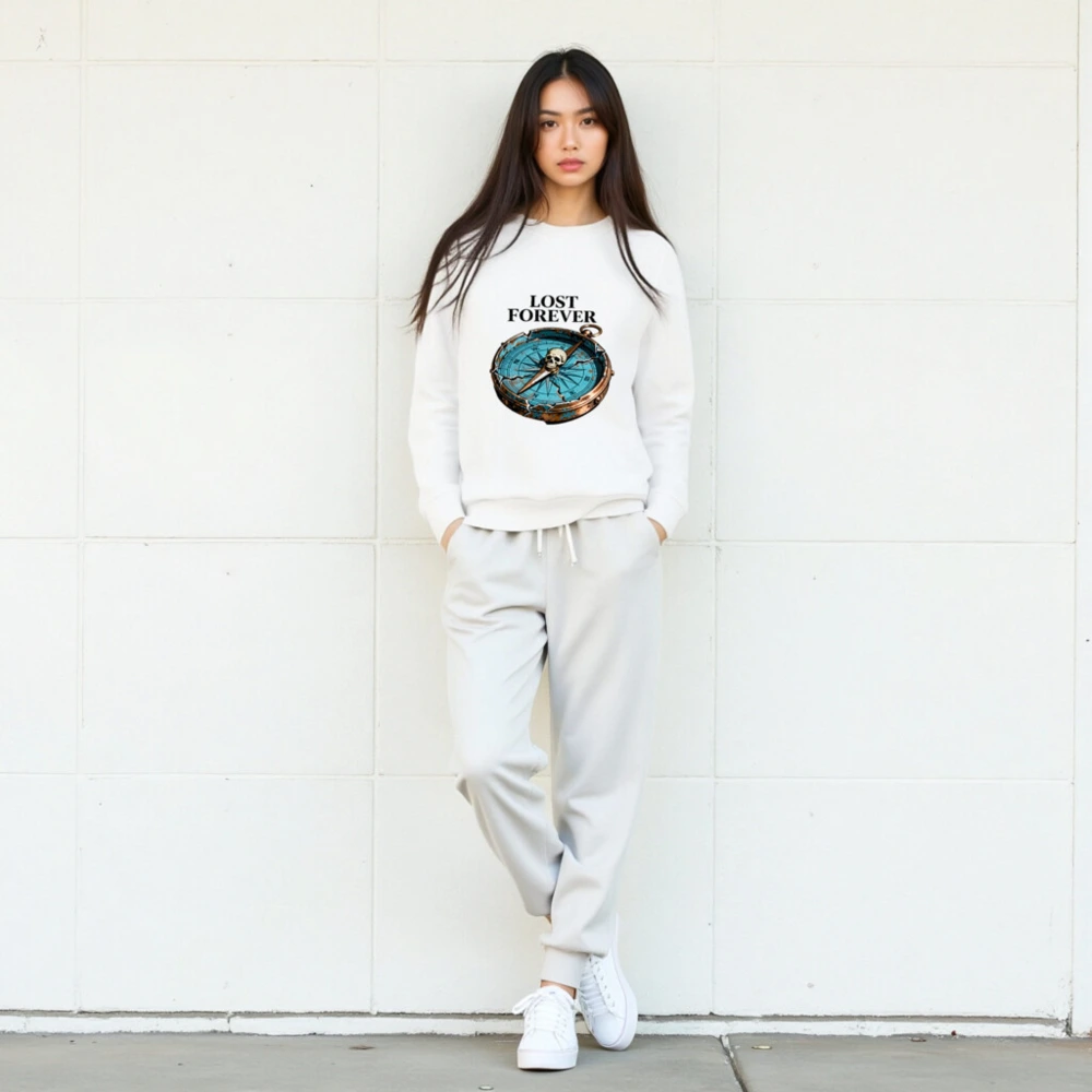 Lost Forever Compass Sweatshirt - Unisex Organic Cotton Crewneck - Image 5