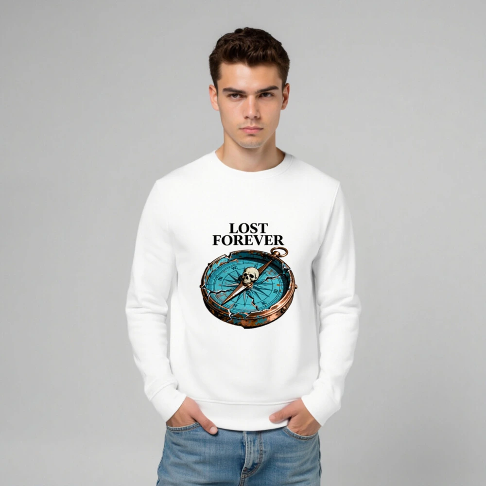 Lost Forever Compass Sweatshirt - Unisex Organic Cotton Crewneck - Image 6