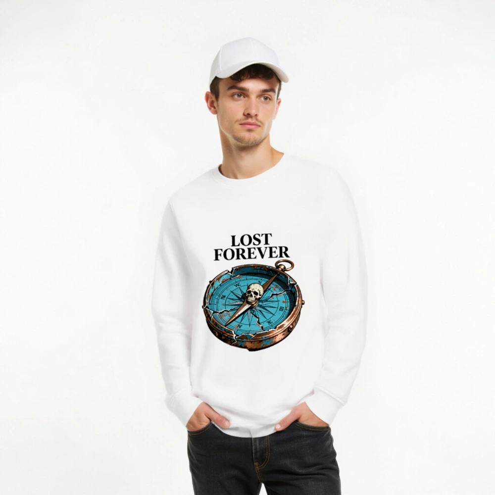 Lost Forever Compass Sweatshirt - Unisex Organic Cotton Crewneck - Image 8