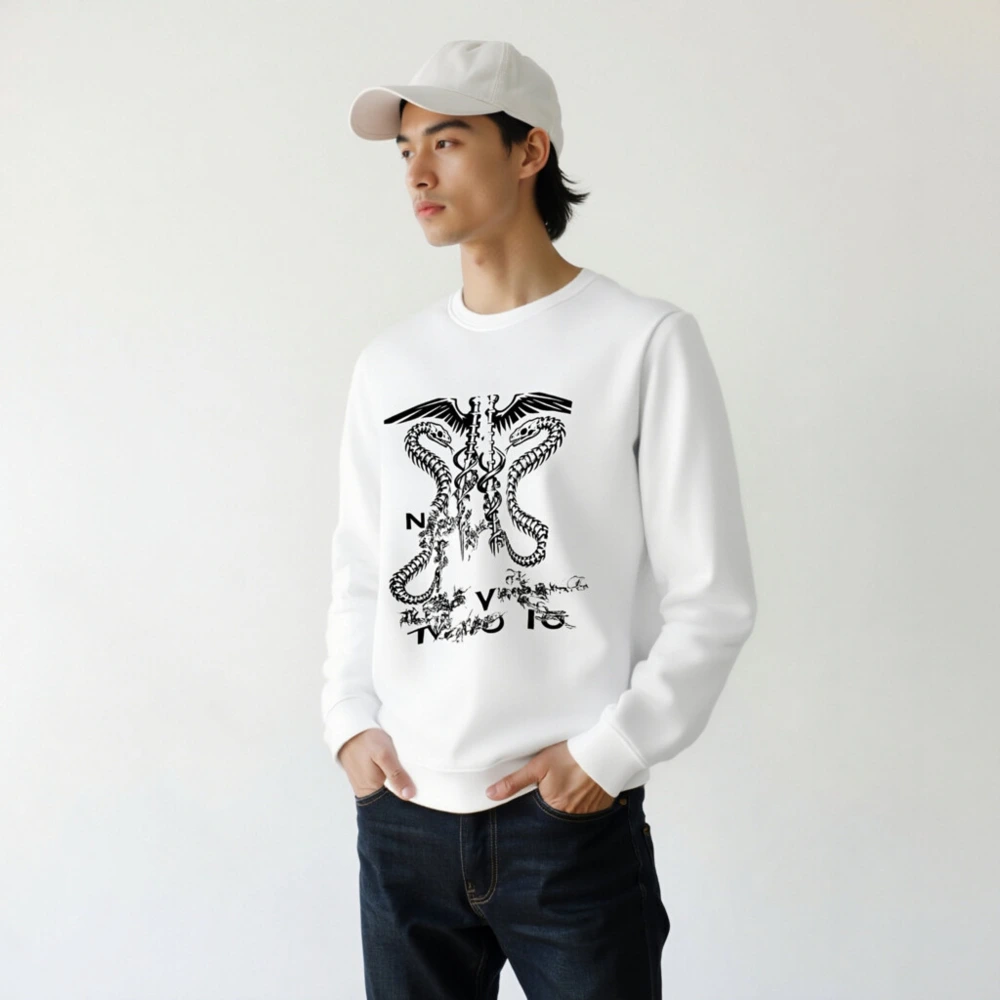 Unisex Organic Sweatshirt - No Cure Caduceus Snake Design, Eco-Friendly & Sustainable - Image 7