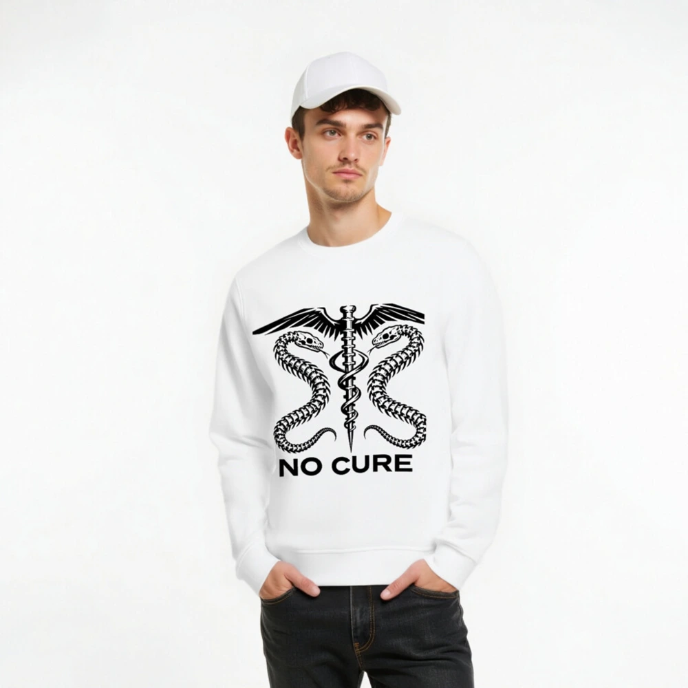 Unisex Organic Sweatshirt - No Cure Caduceus Snake Design, Eco-Friendly & Sustainable - Image 8