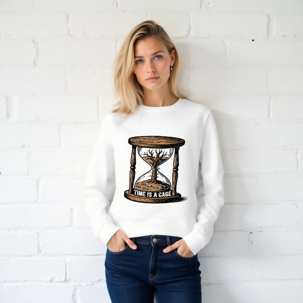 Unisex Organic Sweatshirt - Time Is a Cage Hourglass Tree Design - Image 2