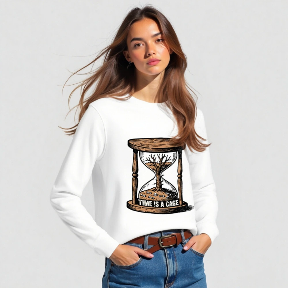 Unisex Organic Sweatshirt - Time Is a Cage Hourglass Tree Design - Image 3