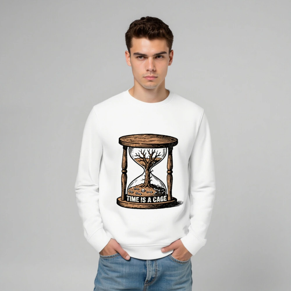 Unisex Organic Sweatshirt - Time Is a Cage Hourglass Tree Design - Image 6