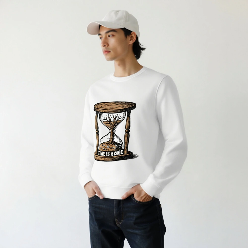 Unisex Organic Sweatshirt - Time Is a Cage Hourglass Tree Design - Image 7