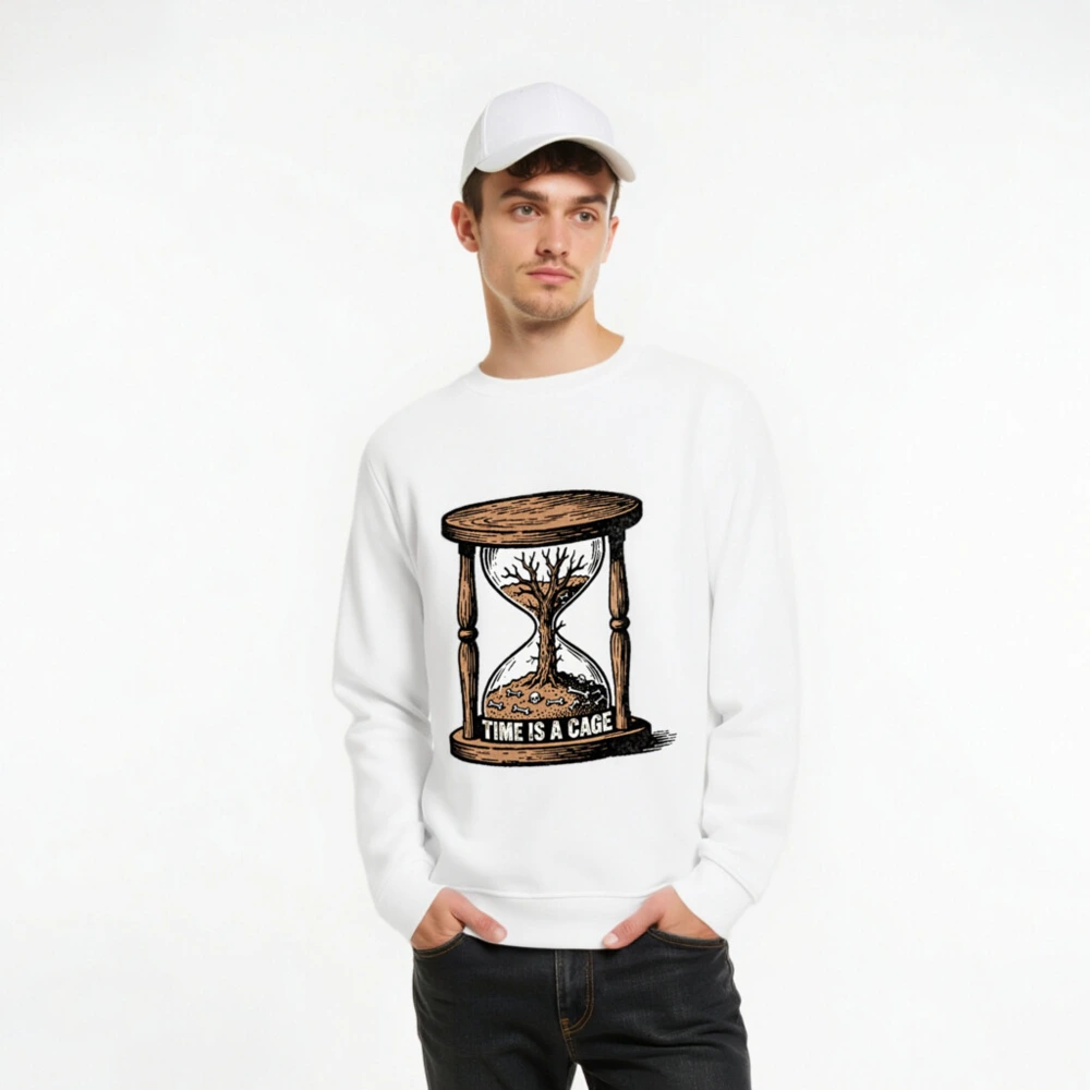 Unisex Organic Sweatshirt - Time Is a Cage Hourglass Tree Design - Image 8