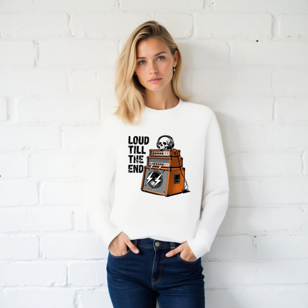 Unisex Organic Sweatshirt | Loud Till The End Skull & Amps Graphic - Image 2