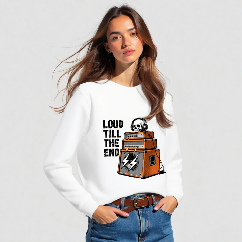 Unisex Organic Sweatshirt | Loud Till The End Skull & Amps Graphic - Image 3