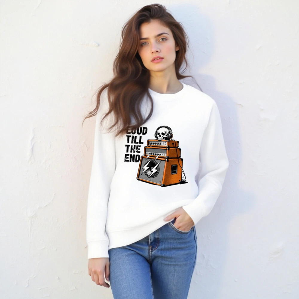 Unisex Organic Sweatshirt | Loud Till The End Skull & Amps Graphic - Image 4