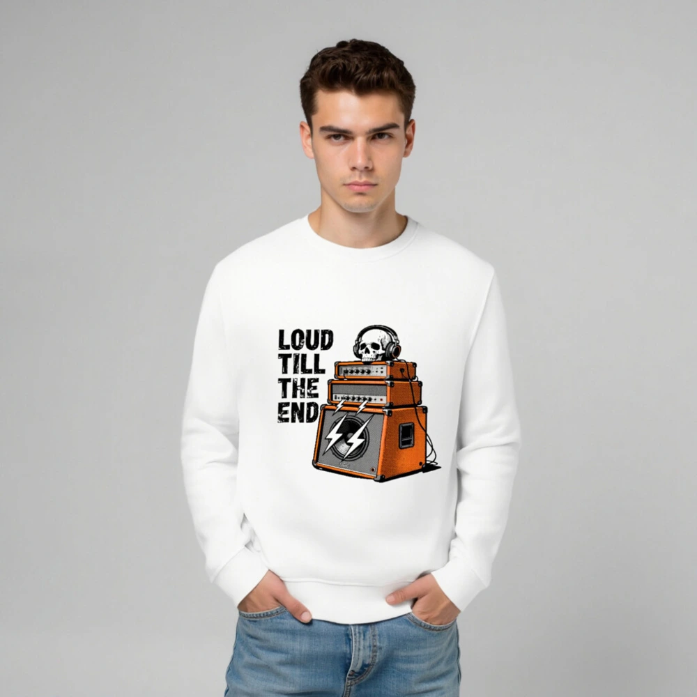 Unisex Organic Sweatshirt | Loud Till The End Skull & Amps Graphic - Image 6