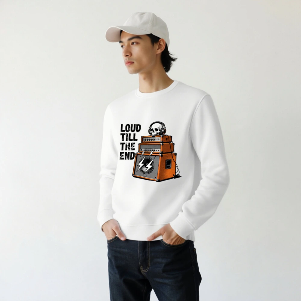 Unisex Organic Sweatshirt | Loud Till The End Skull & Amps Graphic - Image 7