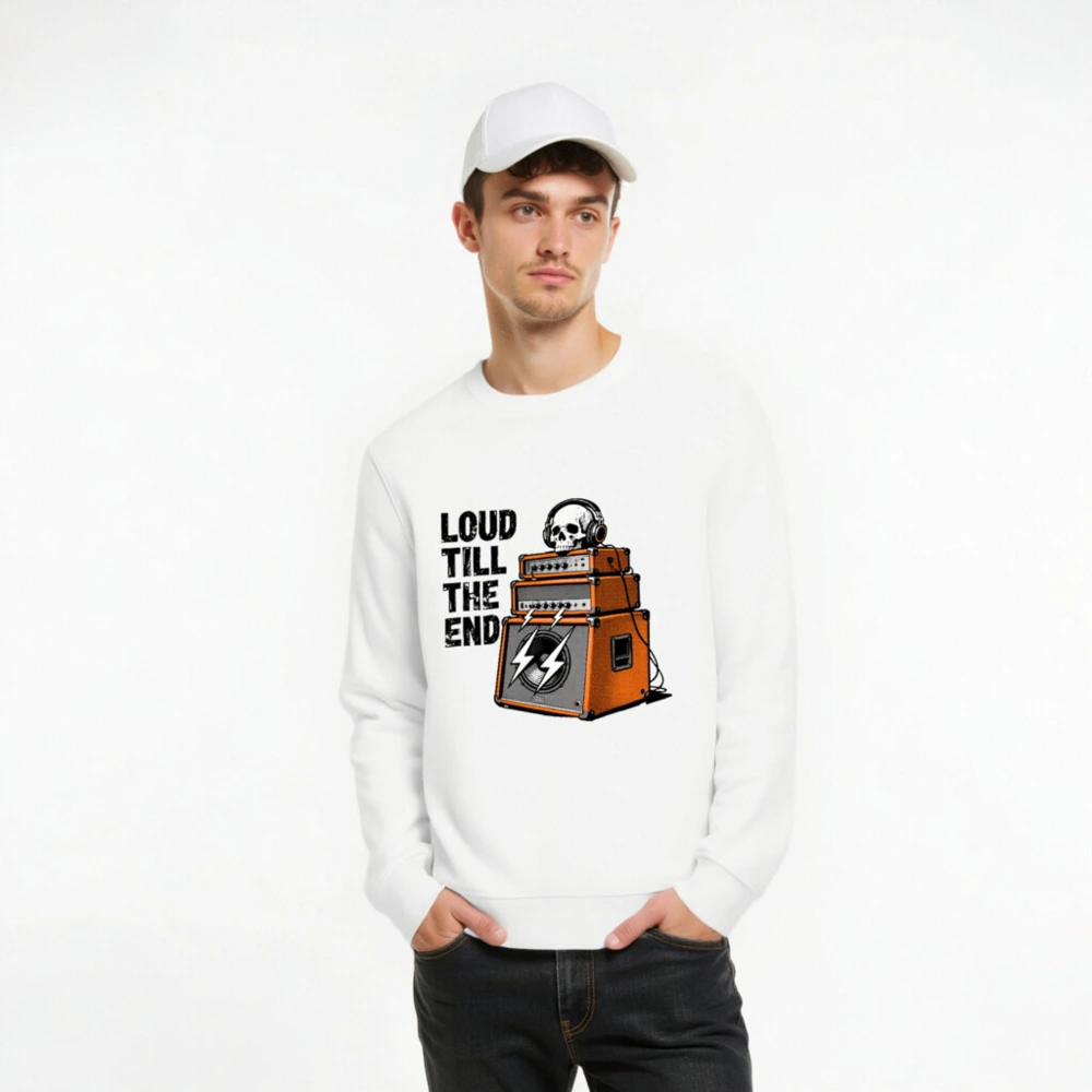 Unisex Organic Sweatshirt | Loud Till The End Skull & Amps Graphic - Image 8