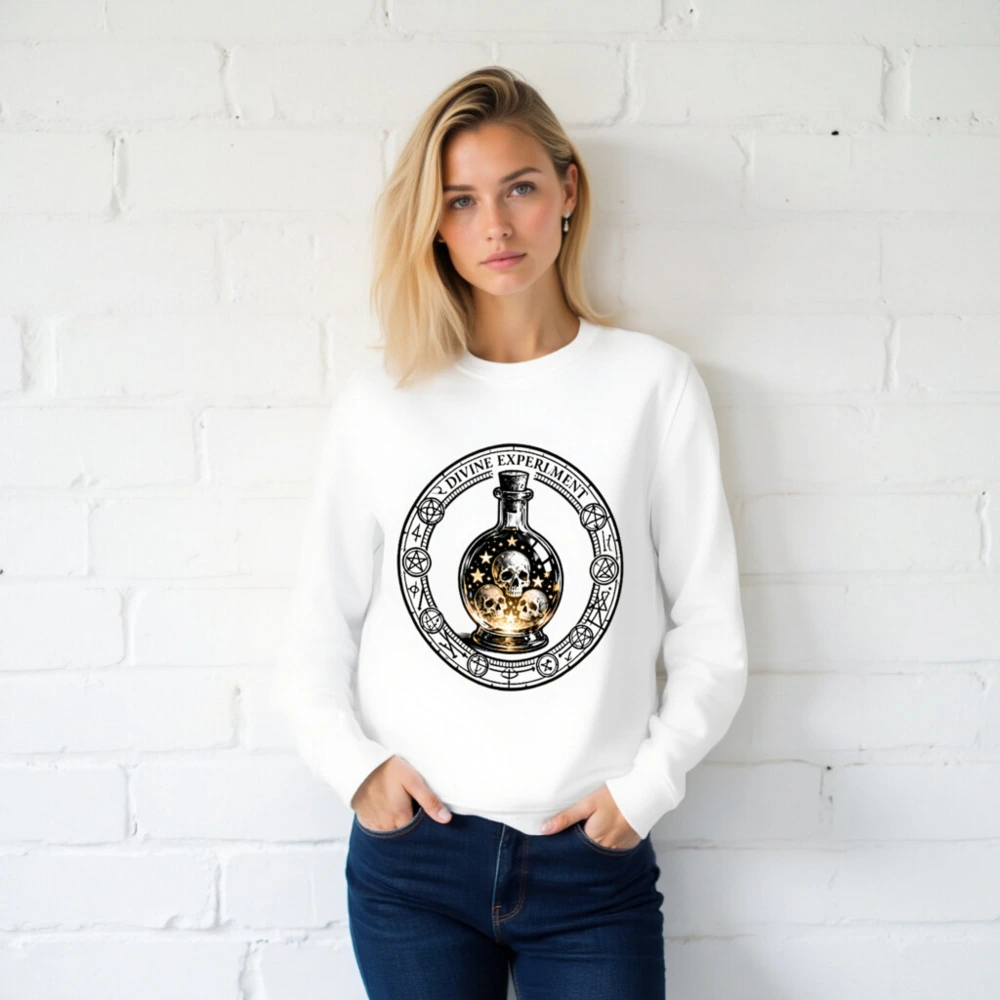 Unisex Organic Sweatshirt | Divine Experiment Skull Potion Design - Image 2