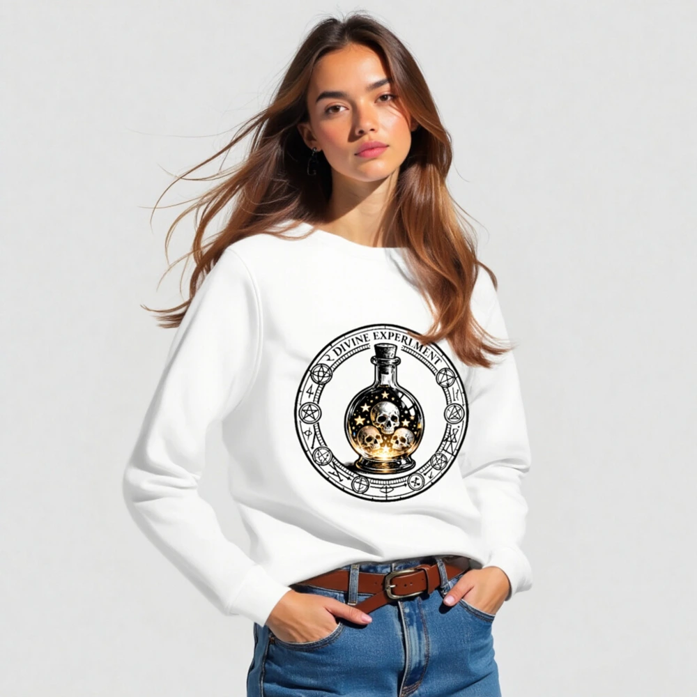 Unisex Organic Sweatshirt | Divine Experiment Skull Potion Design - Image 3
